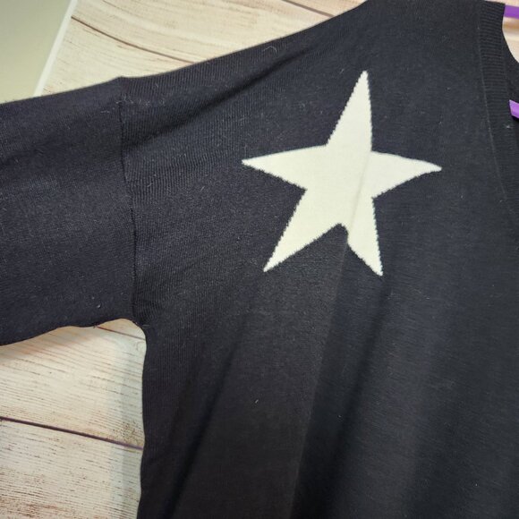 Laurie Felt Women's Cashmere Blend Intarsia V-Neck Sweater Top Black Size 2X - Picture 3 of 13